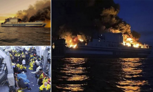 Пожарът на ферибота в Йонийско море е тръгнал вероятно от