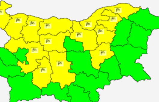Жълт код за силен вятър е издаден за 14 области