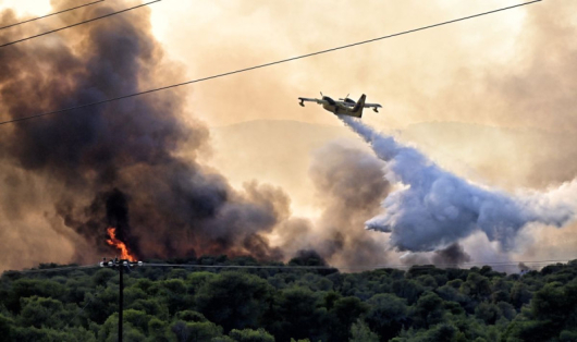 Продължаващите горски пожари в западната част на гръцката област Атика