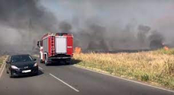 Пожар бушува в близост до зеленчуковата борса в петричкото село