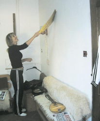 Веселинка Боянова обра паяжините по стените, преди да излъска прозорците