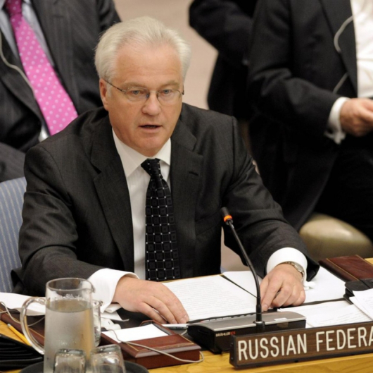 Постоянният представител на Русия в ООН Виталий Чуркин ще обяви скоро планираните от Русия мероприятия в ООН. Сн.: EPA/БГНЕС