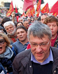 Маурицио Ландини оглави протеста срещу Матео Ренци. Сн.: EPA/БГНЕС