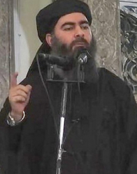 Халифът на самопровъзгласилата се Ислямска държава Абу Бакр ал Багдади държи реч, незнайно къде. Сн.: EPA/БГНЕС