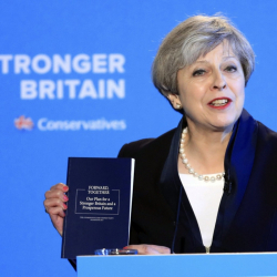 Тереза Мей представи неотдавна своя манифест за по-силна Великобритания след Брекзит. Сн.: БТА