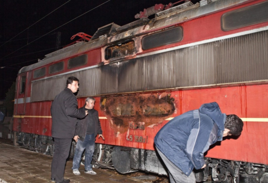 Снимка архив от запалил се влак по линията Видин-София. Сн.: Bulphoto